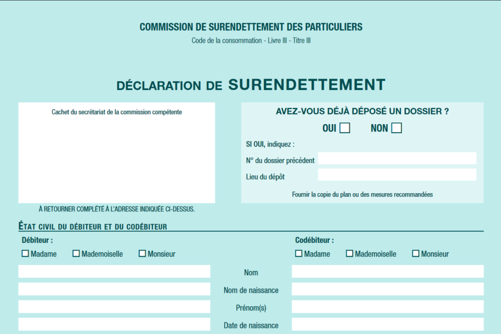 dossier de surendettement