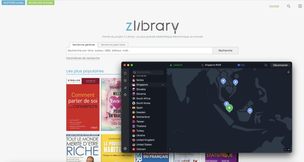 z library et VPN