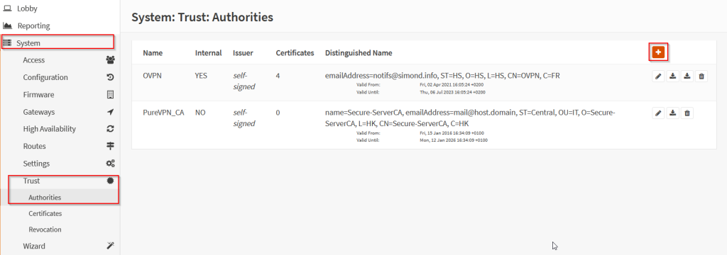 configuration  certificats de sécurités OpenVPN
